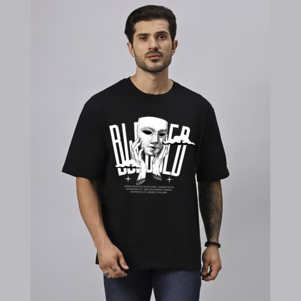URBIDA Vintage mask Theme Graphic Printed Pure 100% Cotton Oversize T-shirt - Image 3