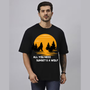 Wild Edition Vintage Night Theme Graphic Printed Oversized T-shirt