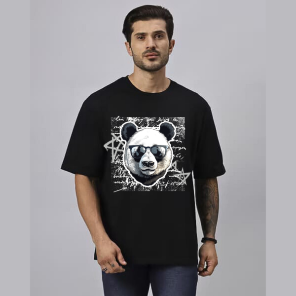 URBIDA Men Wild Edition Panda Theme Graphic Printed Oversized T-shirt - Image 3