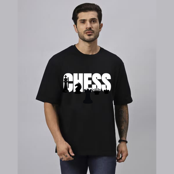 URBIDA Retro Chess lover Theme Graphic Printed Pure Cotton Oversize T-shirt - Image 3