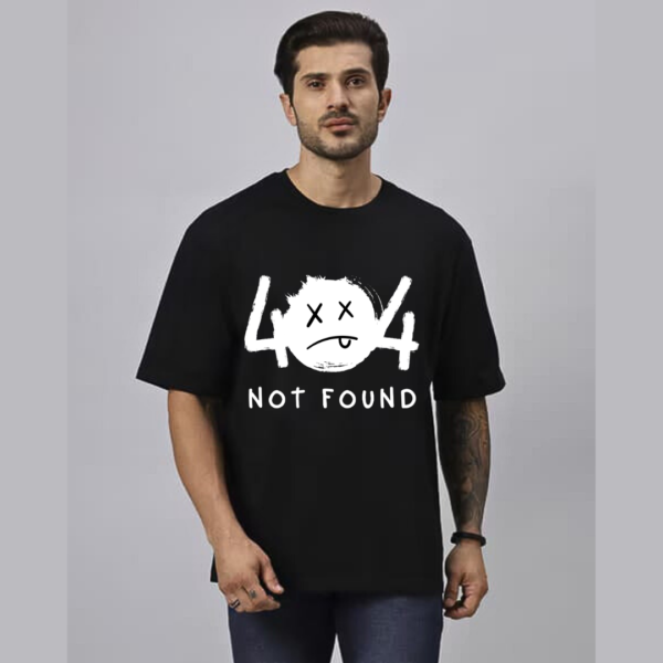 Urbida Illustrative Not Found Theme Premium Oversize Black Tshirt - Image 3