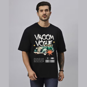 Vintage Car Theme Graphic Printed Pure 100% Cotton Oversize T-shirt for Men