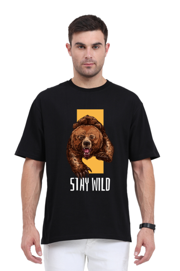 URBIDA Men Wild Edition bear Theme Graphic Printed Oversized T-shirt - Image 7