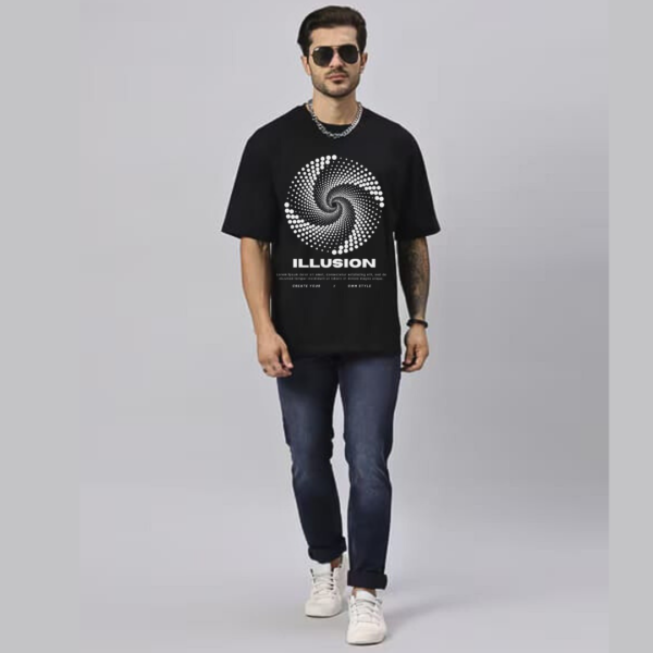 URBIDA illustration illusion Graphic Printed Pure 100% Cotton Oversize T-shirt for Men - Image 4