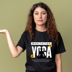 URBIDA motivational Yoga Theme Graphic Printed Premium Supima Cotton T-shirt for Women