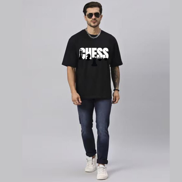 URBIDA Retro Chess lover Theme Graphic Printed Pure Cotton Oversize T-shirt - Image 4