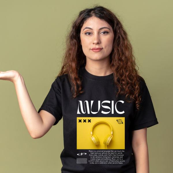 URBIDA Retro Theme Music Lover Graphic Printed Supima Tshirt - Image 4