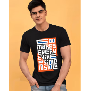 "God Makes everything Possible" Inspirational Theme Graphic Printed T-shirt