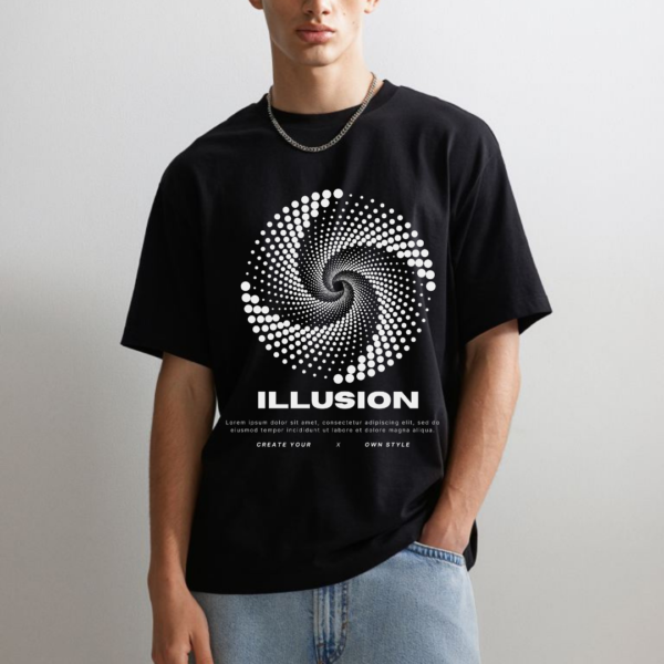 URBIDA illustration illusion Graphic Printed Pure 100% Cotton Oversize T-shirt for Men - Image 6