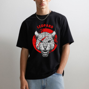 URBIDA Men Wild Edition Leopard Theme Graphic Printed Oversized T-shirt