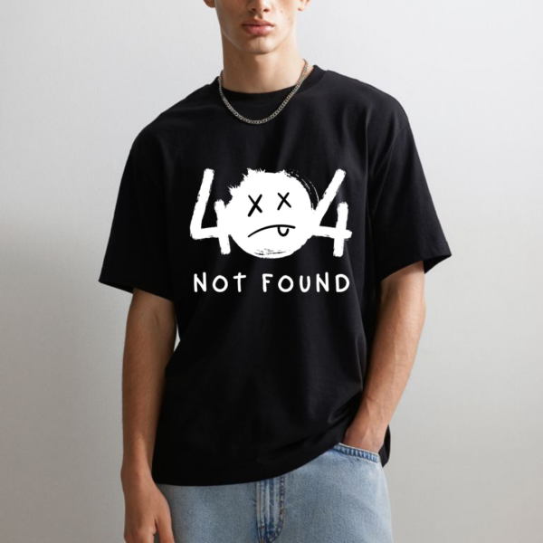 Urbida Illustrative Not Found Theme Premium Oversize Black Tshirt - Image 6