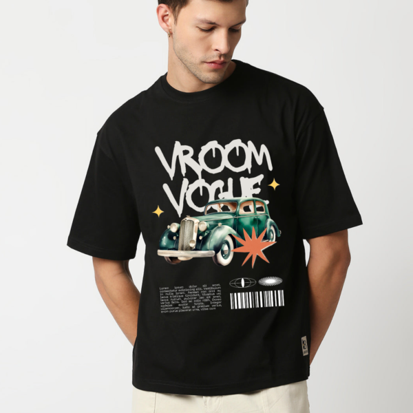 URBIDA Vintage Car Theme Graphic Printed Pure 100% Cotton Oversize T-shirt for Men - Image 6