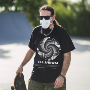 illusion Graphic Printed Pure 100% Cotton Oversize T-shirt for Men