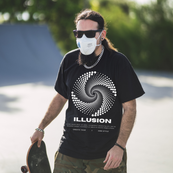 illusion Graphic Printed Pure 100% Cotton Oversize T-shirt for Men