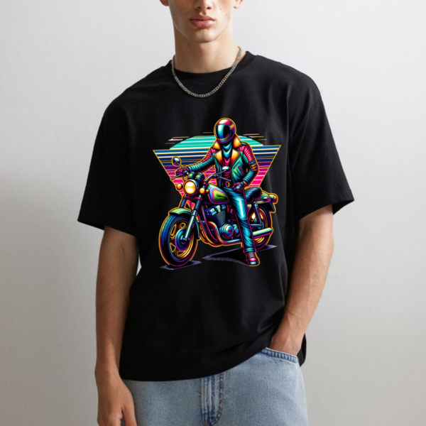 URBIDA Retro Bike Theme Graphic Printed Pure 100% Cotton Oversize T-shirt for Men - Image 7