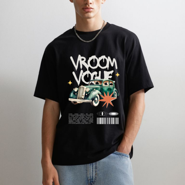 URBIDA Vintage Car Theme Graphic Printed Pure 100% Cotton Oversize T-shirt for Men - Image 7