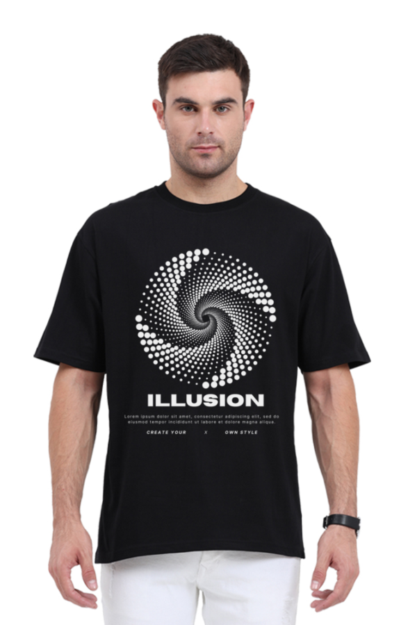URBIDA illustration illusion Graphic Printed Pure 100% Cotton Oversize T-shirt for Men - Image 8
