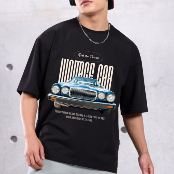 Retro-Vintage car Theme Graphic Printed Premium Oversize T-shirt