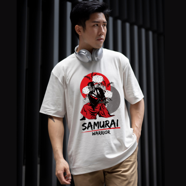 Vintage Samurai Warrior Graphic Printed Pure 100% Cotton Oversize T-shirt