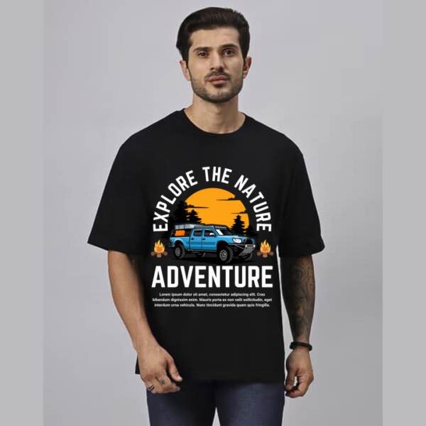Retro Vintage Adventure Theme Printed Premium Oversize T-shirt - Image 3