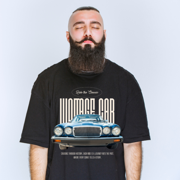 Retro-Vintage car Theme Graphic Printed Premium Oversize T-shirt - Image 3