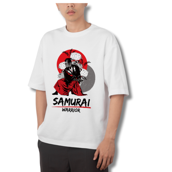 URBIDA Vintage Samurai Warrior Graphic Printed Pure 100% Cotton Oversize T-shirt for Men - Image 3