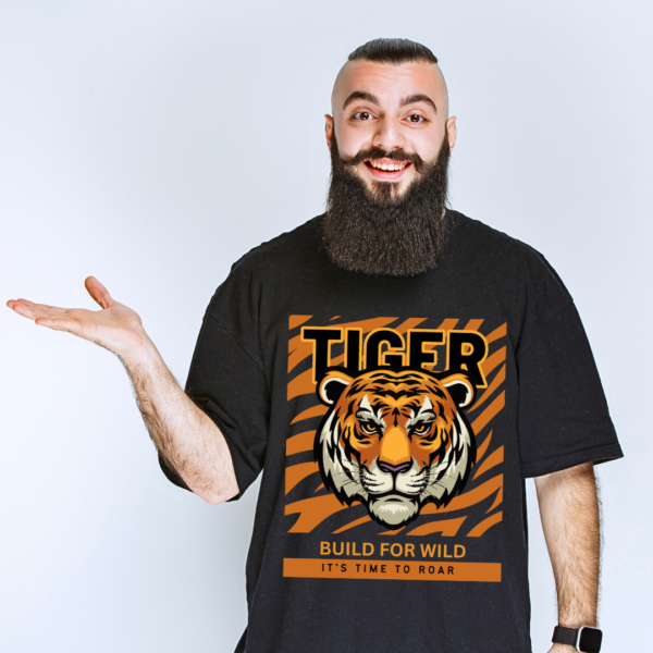URBIDA  Wild Theme Tiger Graphic Printed Oversized T-shirt for Men - Image 5