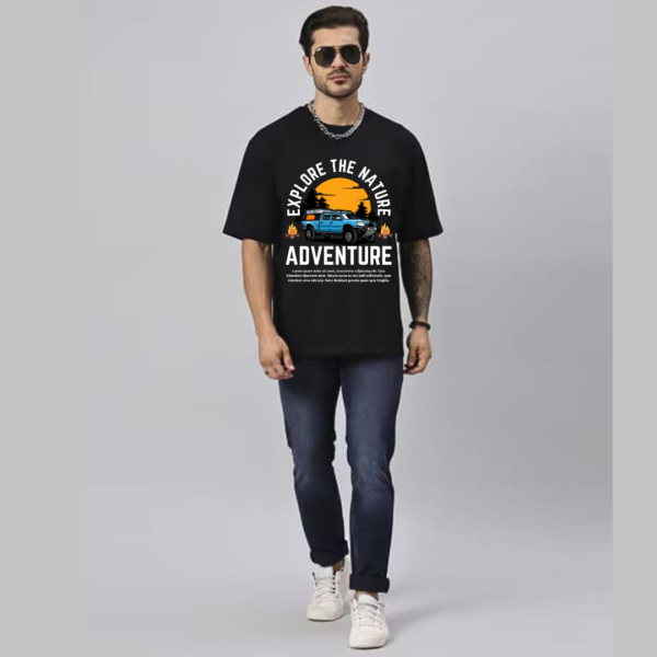 Retro Vintage Adventure Theme Printed Premium Oversize T-shirt - Image 4