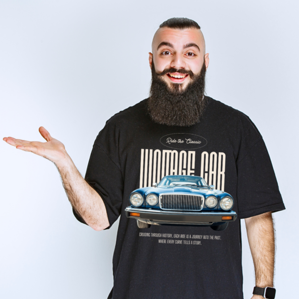 Retro-Vintage car Theme Graphic Printed Premium Oversize T-shirt - Image 4
