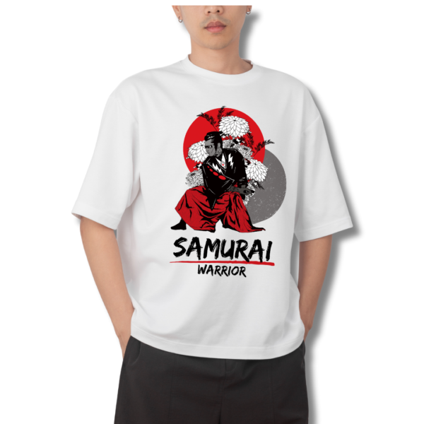 URBIDA Vintage Samurai Warrior Graphic Printed Pure 100% Cotton Oversize T-shirt for Men - Image 4