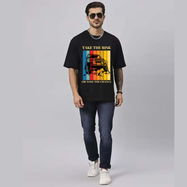 Retro Vintage Dark Jeep Theme Graphic Printed Premium Oversize T-shirt - Image 4