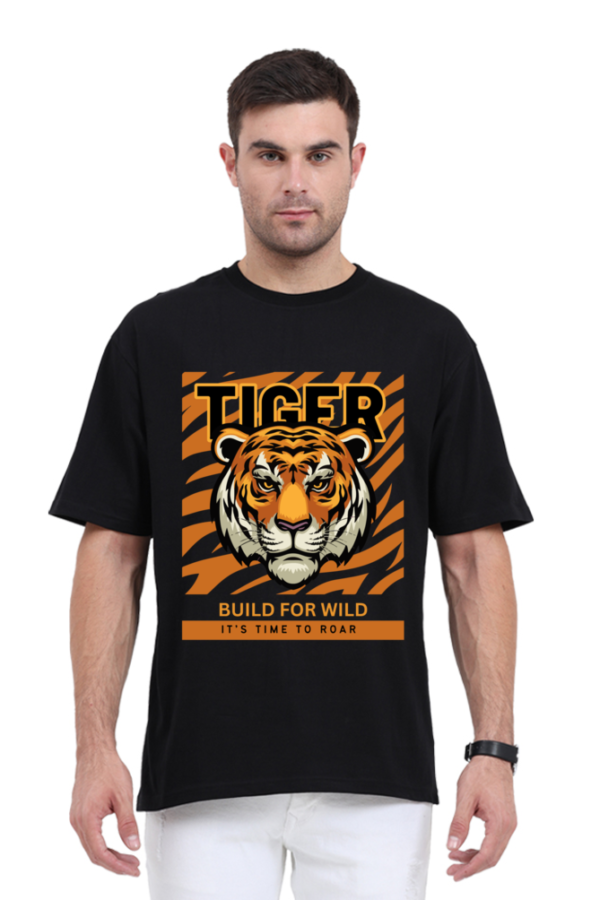 URBIDA  Wild Theme Tiger Graphic Printed Oversized T-shirt for Men - Image 2