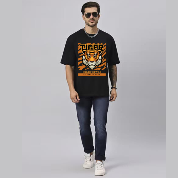URBIDA  Wild Theme Tiger Graphic Printed Oversized T-shirt for Men - Image 6