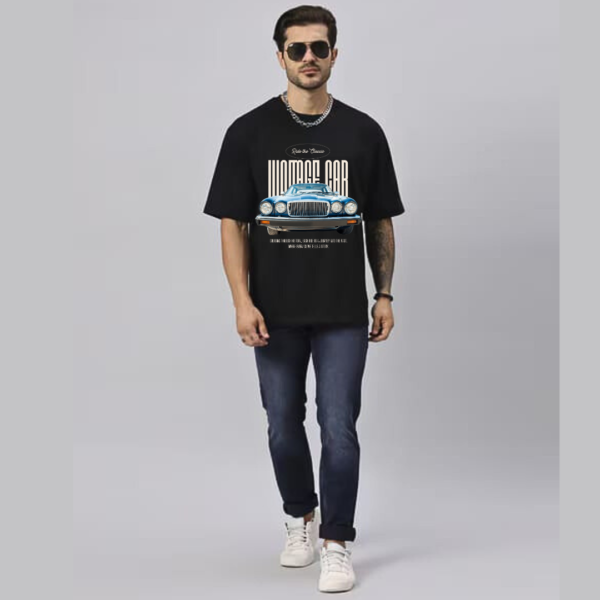 Retro-Vintage car Theme Graphic Printed Premium Oversize T-shirt - Image 5