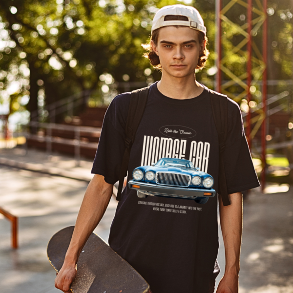 Retro-Vintage car Theme Graphic Printed Premium Oversize T-shirt - Image 6
