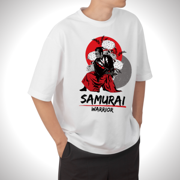 URBIDA Vintage Samurai Warrior Graphic Printed Pure 100% Cotton Oversize T-shirt for Men - Image 6