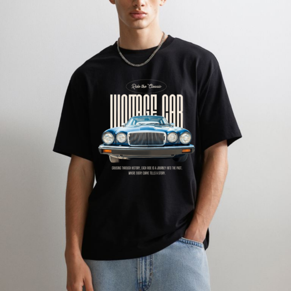 Retro-Vintage car Theme Graphic Printed Premium Oversize T-shirt - Image 8