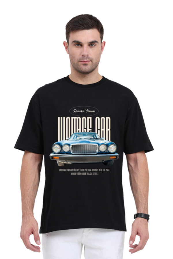 Retro-Vintage car Theme Graphic Printed Premium Oversize T-shirt - Image 9