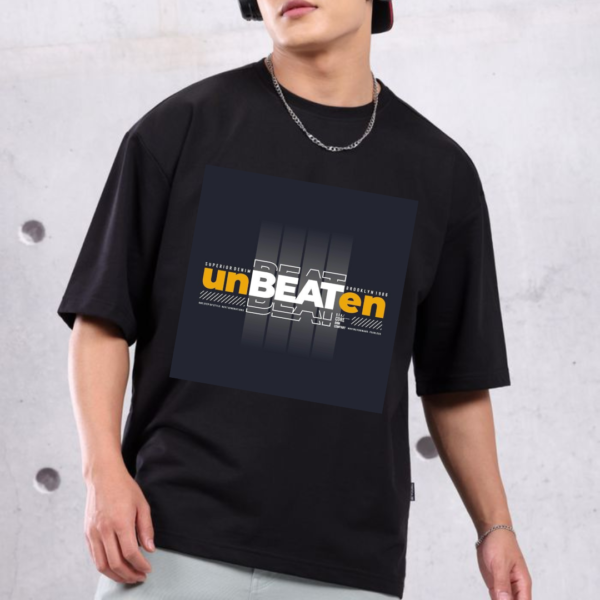 URBIDA Inspirational unbeaten Theme Premium Cotton Oversize Black T-shirt - Image 2
