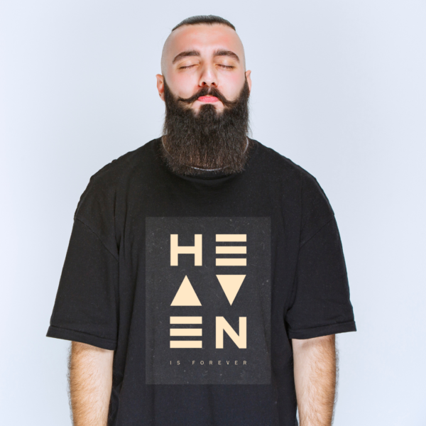 URBIDA Inspirational Heaven Theme Premium Cotton Oversize Black T-shirt for Men - Image 3