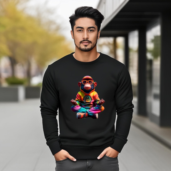 Urbida Meditation Monkey Neon Drip Theme Graphic Printed Pure Cotton 300 GSM Premium Sweatshirt - Image 4