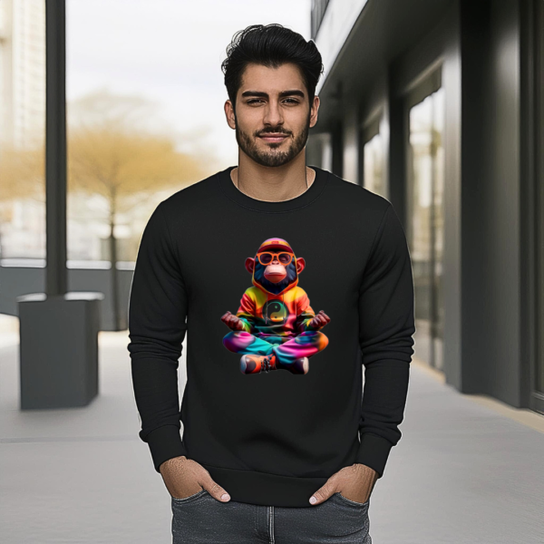 Urbida Meditation Monkey Neon Drip Theme Graphic Printed Pure Cotton 300 GSM Premium Sweatshirt - Image 5
