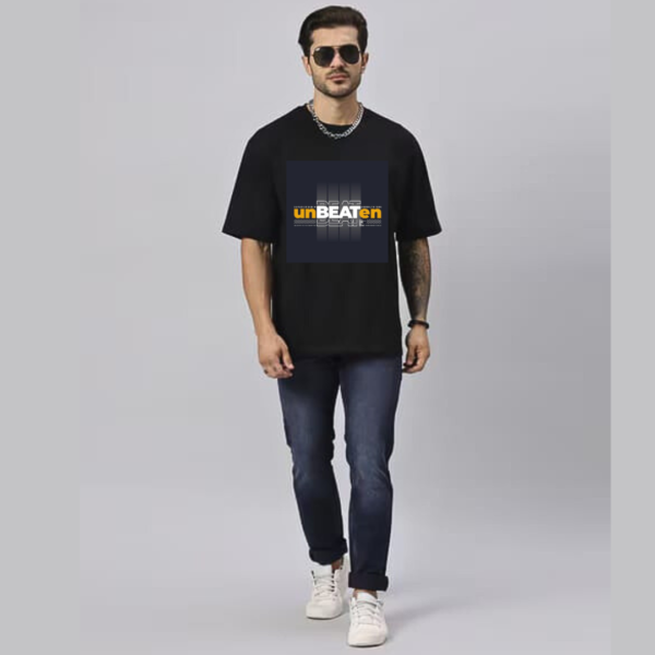 URBIDA Inspirational unbeaten Theme Premium Cotton Oversize Black T-shirt - Image 5