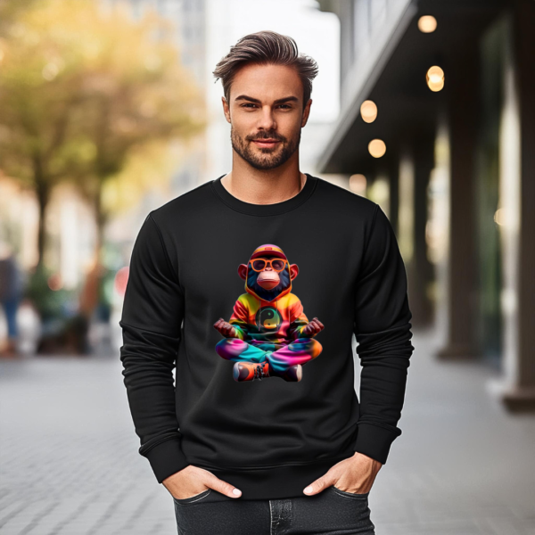 Urbida Meditation Monkey Neon Drip Theme Graphic Printed Pure Cotton 300 GSM Premium Sweatshirt - Image 6