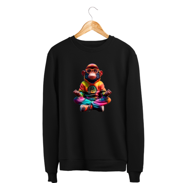Urbida Meditation Monkey Neon Drip Theme Graphic Printed Pure Cotton 300 GSM Premium Sweatshirt - Image 7