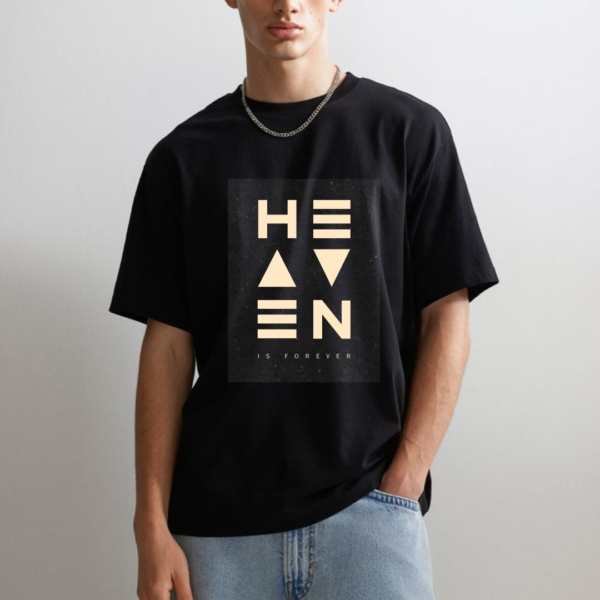 URBIDA Inspirational Heaven Theme Premium Cotton Oversize Black T-shirt for Men - Image 8