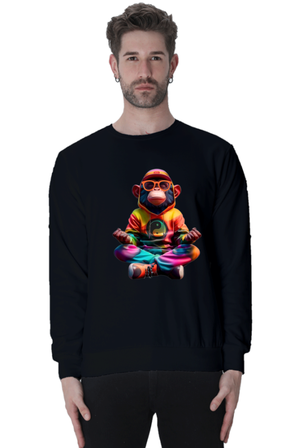 Urbida Meditation Monkey Neon Drip Theme Graphic Printed Pure Cotton 300 GSM Premium Sweatshirt - Image 12