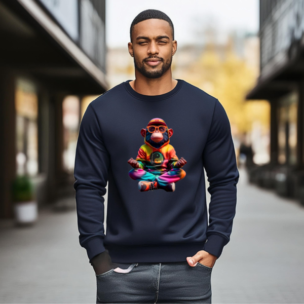 Urbida Meditation Monkey Neon Drip Theme Graphic Printed Pure Cotton 300 GSM Premium Sweatshirt - Image 9