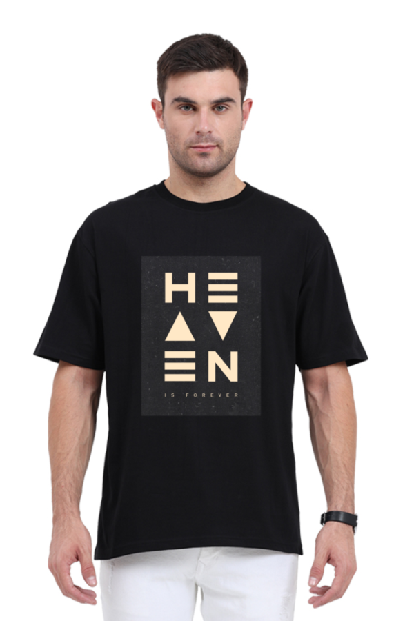 URBIDA Inspirational Heaven Theme Premium Cotton Oversize Black T-shirt for Men - Image 9