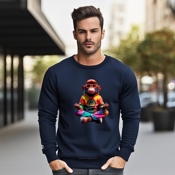 Urbida Meditation Monkey Neon Drip Theme Graphic Printed Pure Cotton 300 GSM Premium Sweatshirt - Image 10